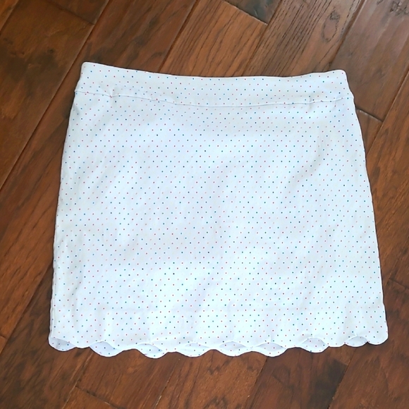 Counterparts White & Colorful Polka-dot Pullon Skort with Scalloped Hem size 14 - Picture 1 of 9